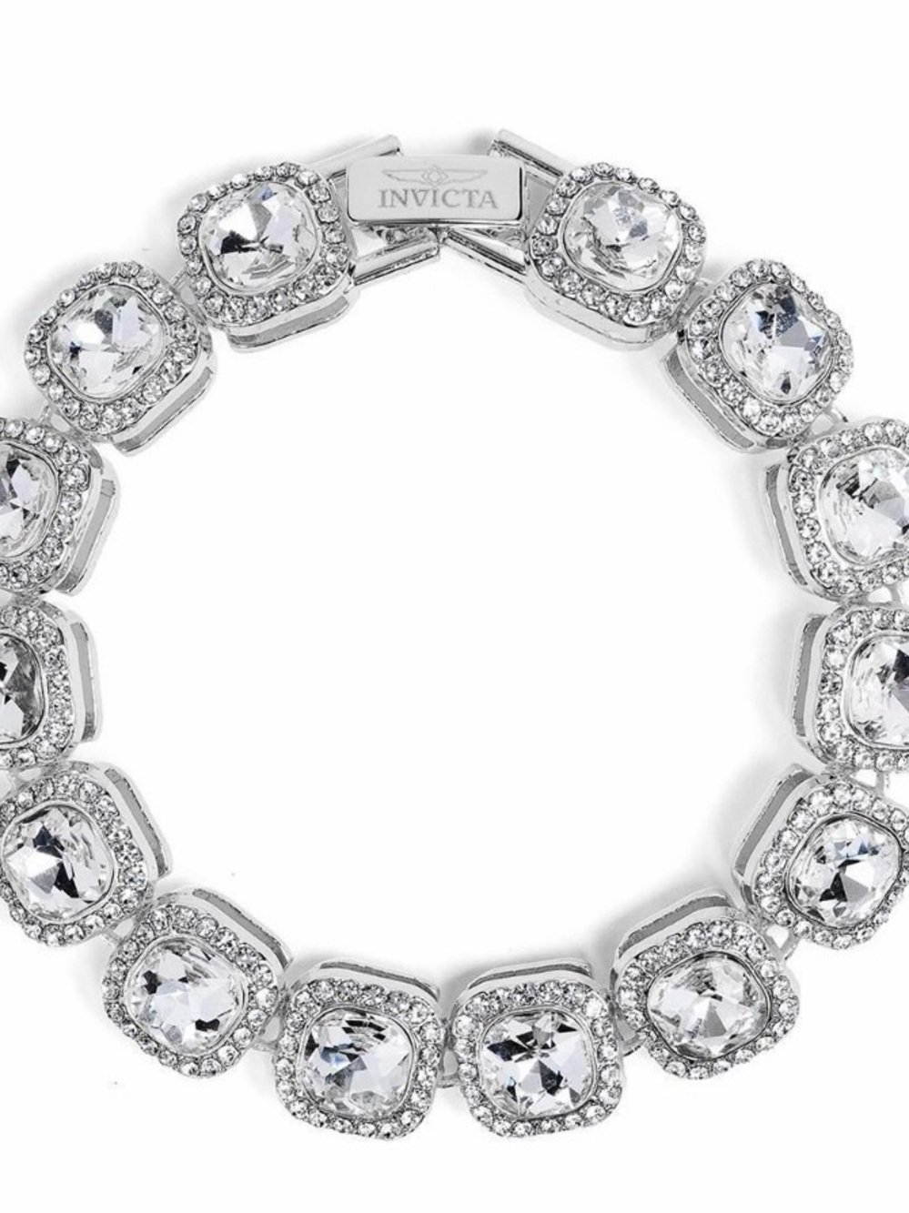 Invicta Elements unisex Iced out Cuban Chain Bracelet, Silver (80847)